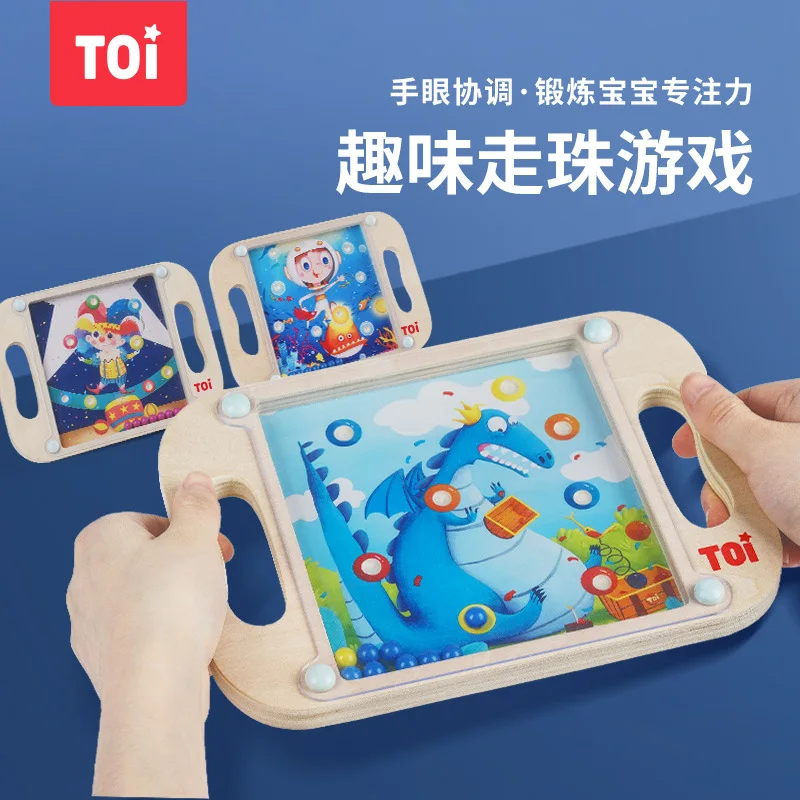 

Toi Roll-on Game Wood Children Maze Toy Handheld Ball Bearing Balance Note Durable Insider Training 4-6-Year-Old Toy