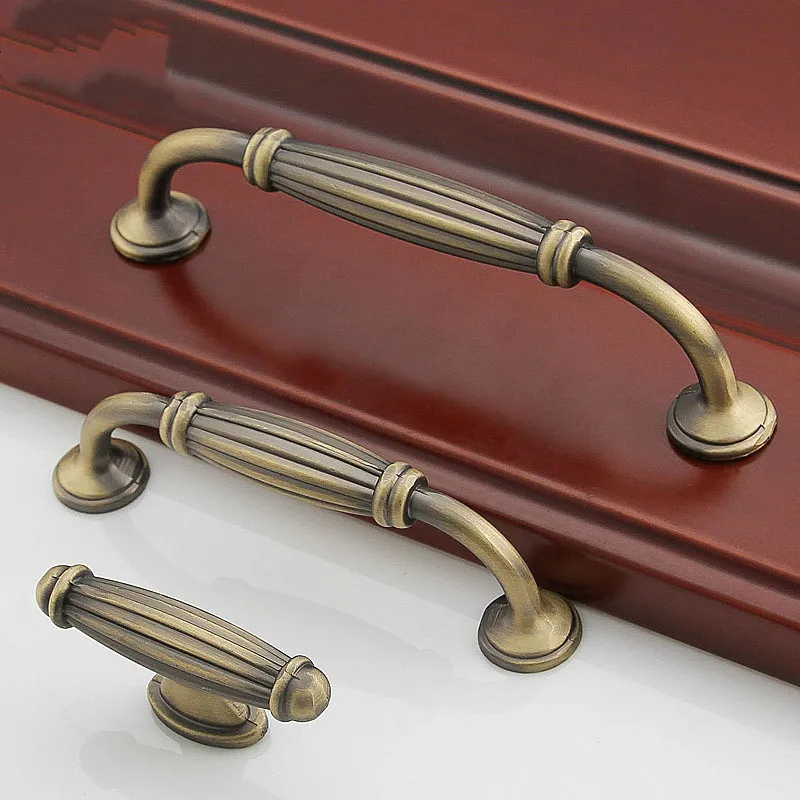 Door Handles American birdcage door handle European style antique blue bronze drawer chest cabinet