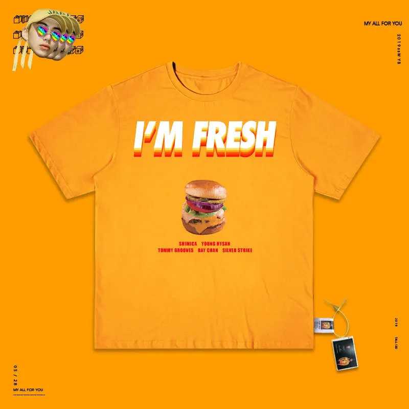 yellow My Life Hamburger I'm Fresh Hip-Hop Evil Do Matcha Green Basics, верхняя одежда без подкладки, женская пуховая одежда, не хватает - Цвет: yellow