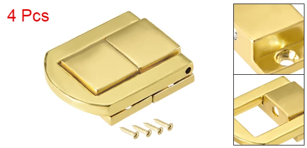 Golden 31x24mm 4pcs uxcell 1/4pcs Toggle Latch 25mm Retro Style Golden/Bronze/Silver Decorative Hasp Jewelry Box Catch with Screws - Цвет: Golden 31x24mm 4pcs