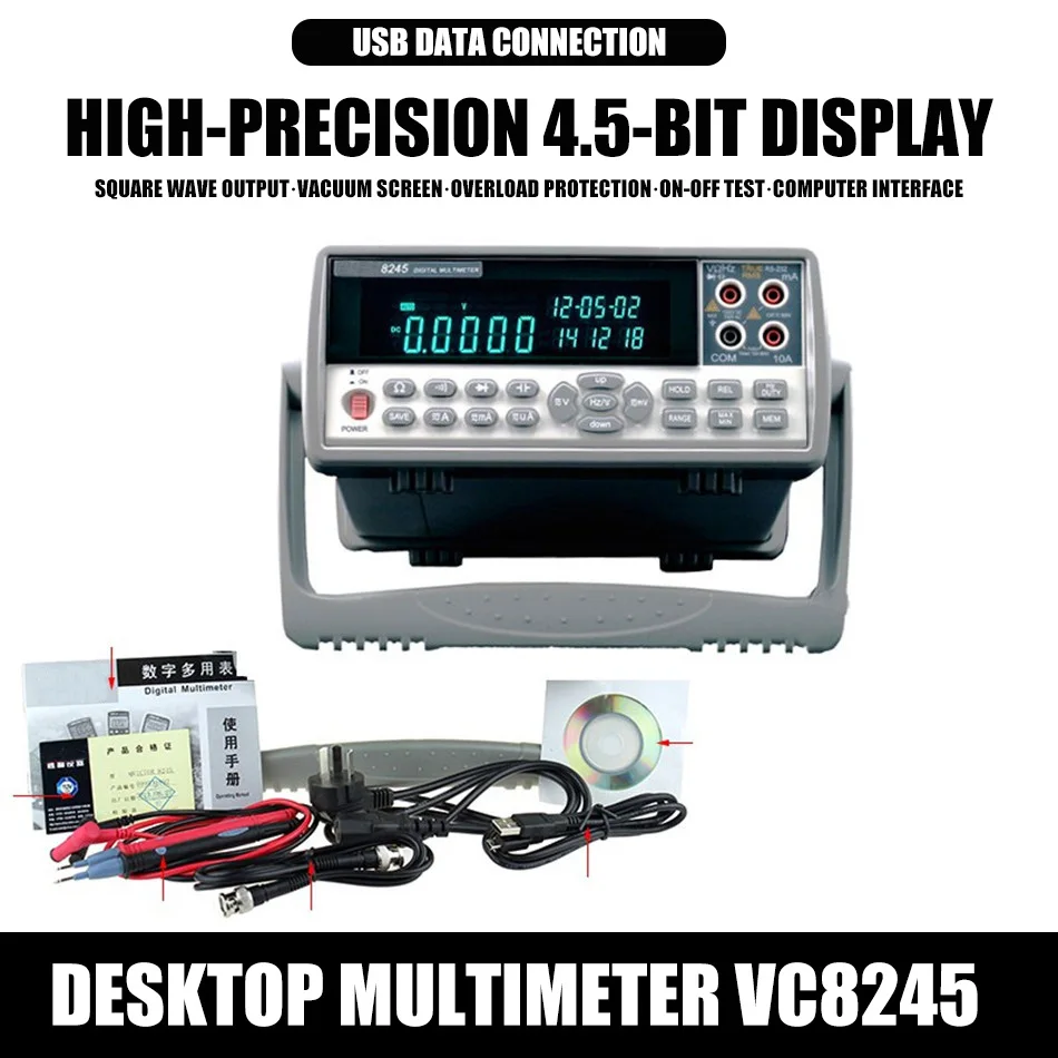 Настольный дисплей VC8245 4 1/2 высокоточный мультиметр Ture RMS с USB