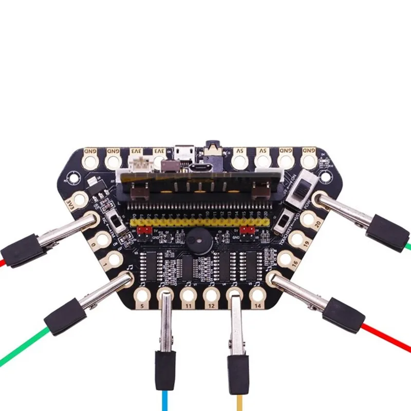 Micro bit Alligator Clip Microbit Expansion Board Expanded 13 Crocodile Clip IO Ports with Headphone Jack for DIY Building Block