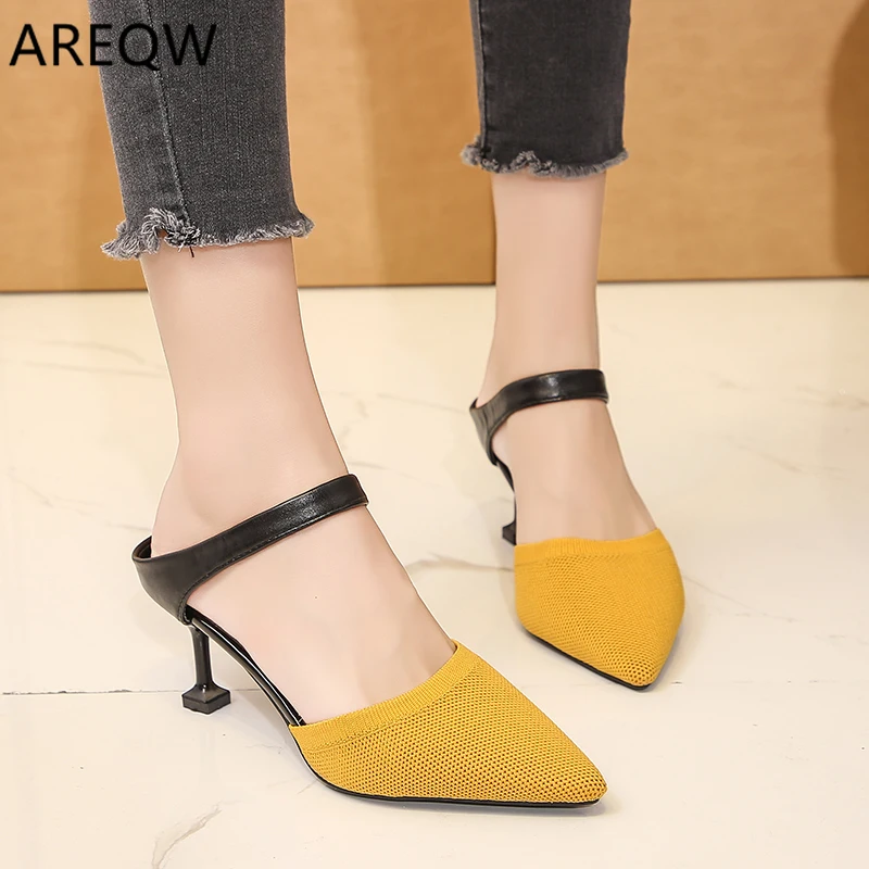 

2020 Women Pumps Summer Ladies Footwear Pointed Toe Stilettos High Heels Sandals Zapatos Mujer Wear Slippers