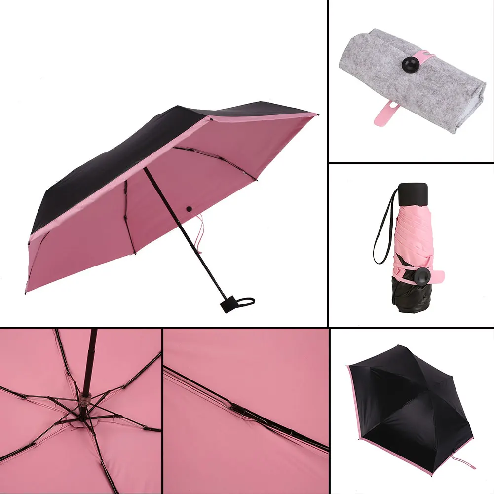 Pink Зонт От Солнца/дождя Водонепроницаемый Карманный Зонт мини складной зонт Анти УФ двойного назначения 3 цвета для женщин - Цвет: Pink