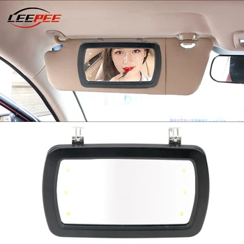 

LEEPEE Car Sunshade Mirror Sun Visor Make Up Mirror Makeup Vanity Cosmetic Mirrors Auto Accessories Interior Universal 6 LEDs