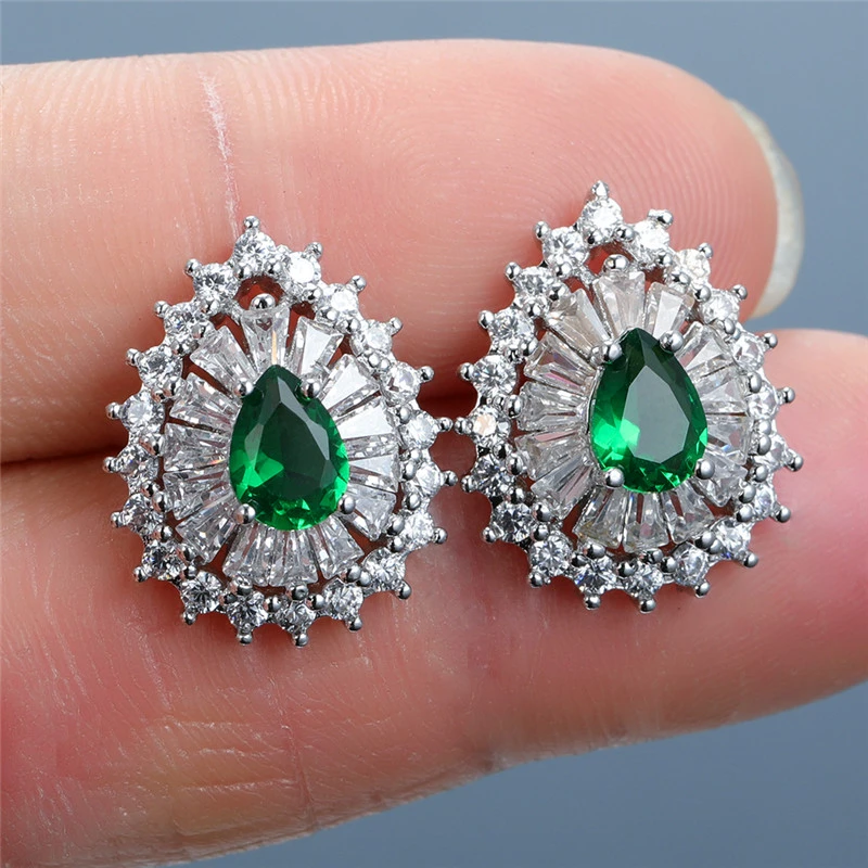 de piedras azules Vintage para mujer, pendientes de circonita con pasador plata mujer, bonitos pendientes geométricos para boda|Aretes| - AliExpress