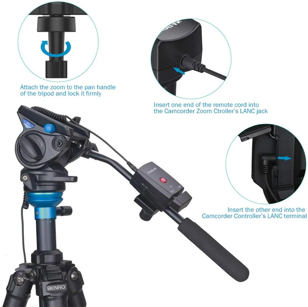 controle remoto aodelan para câmera de vídeo tripé com controle zoom para sony