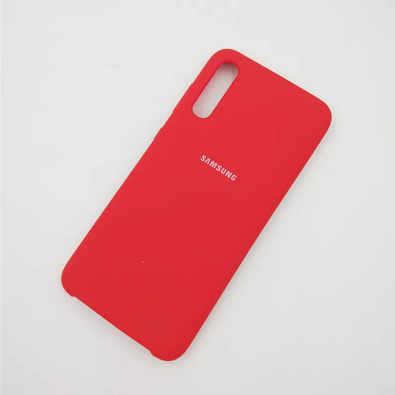 red samsung Galaxy A70 мягкий на ощупь защитный шелковистый силиконовый чехол-накладка для Galaxy A70 чехол для телефона 6,7 дюймов и логотип - Цвет: red