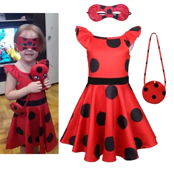 

Fantasia Spandex Ladybug Costumes kids dress cosplay Christmas party bag girls children lady bug Zentai Suit halloween costume