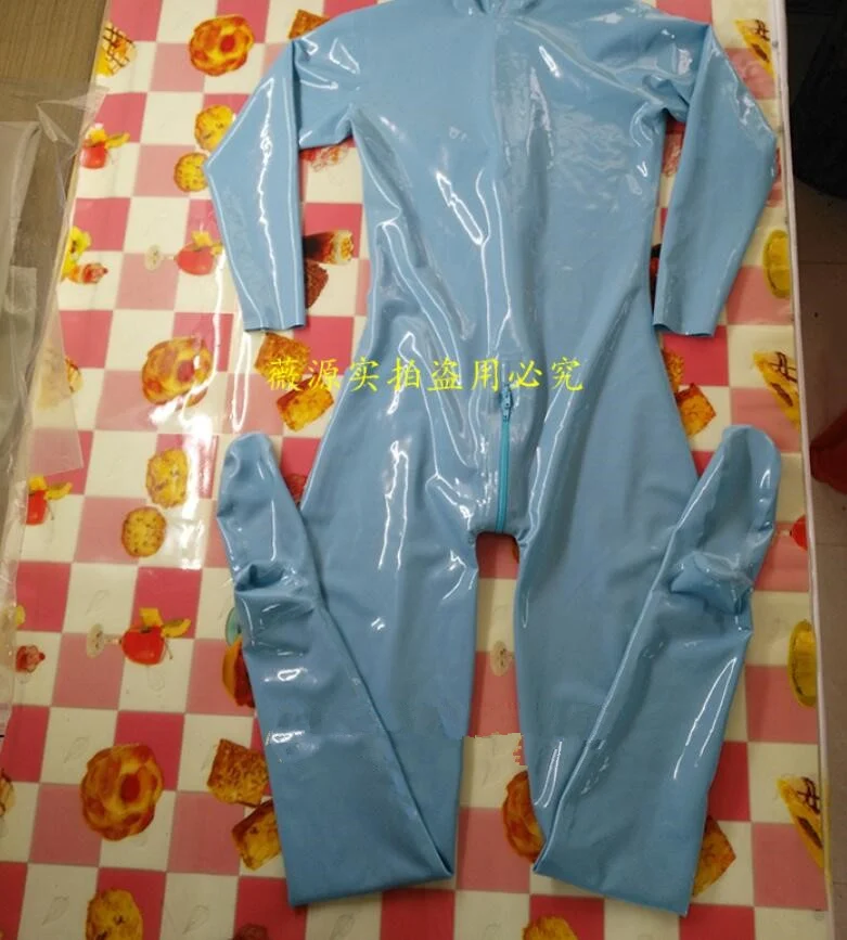 Handmade-Transparent-Brown-Men-Latex-Catsuit-Rubber-Bodysuits-Socks-with-Back-Crotch-Zipper-26