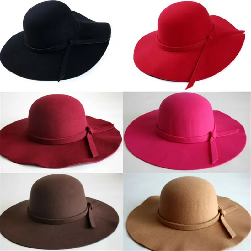 Casquette en Feutre de Laine à Large Bord pour Femme, Chapeau de Plage, de Voyage, de Soleil, Pliable, Noir, Rouge, Camel