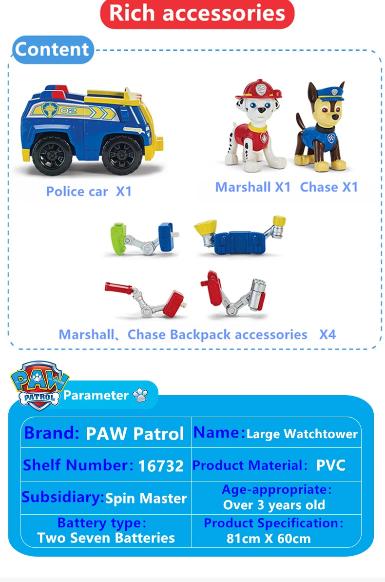 Paw Patrol Tower Щенячий патруль с музыкальным патрулем Patrulla Canina Paw Patrol, набор игрушек, негабаритная Сторожевая Башня, Рождественский подарок