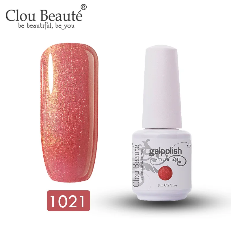 1021 Clou Beaute 8 мл гель-краска для ногтей УФ 85 цветов блеск Топ замачиваемый УФ светодиодный Гель-лак для нейл-арта Гибридный чистый цвет ногтей - Цвет: 1021