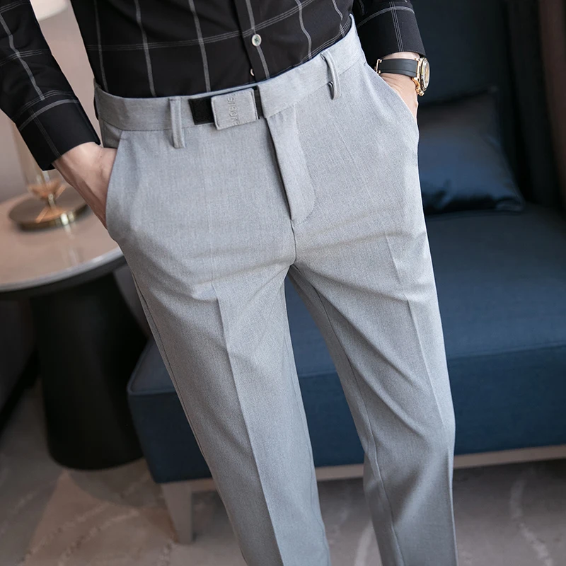 2022 New Elegant Gray Dress Pants Mens 