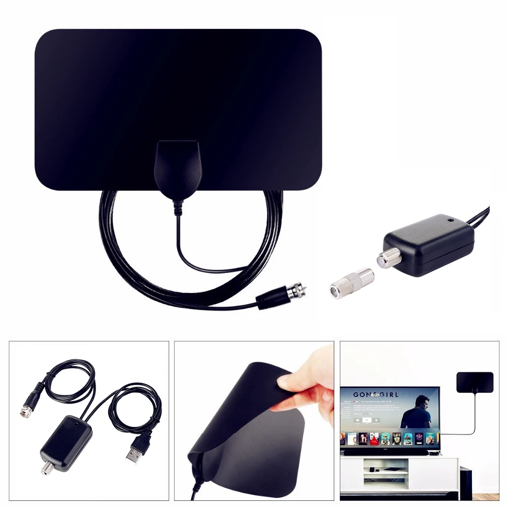 

smart Indoor clear HDTV Antenna Digital DVB-T DVB-T2 with Signal Amplifier Booster Aerial Radius Satellite dish signal Receiver