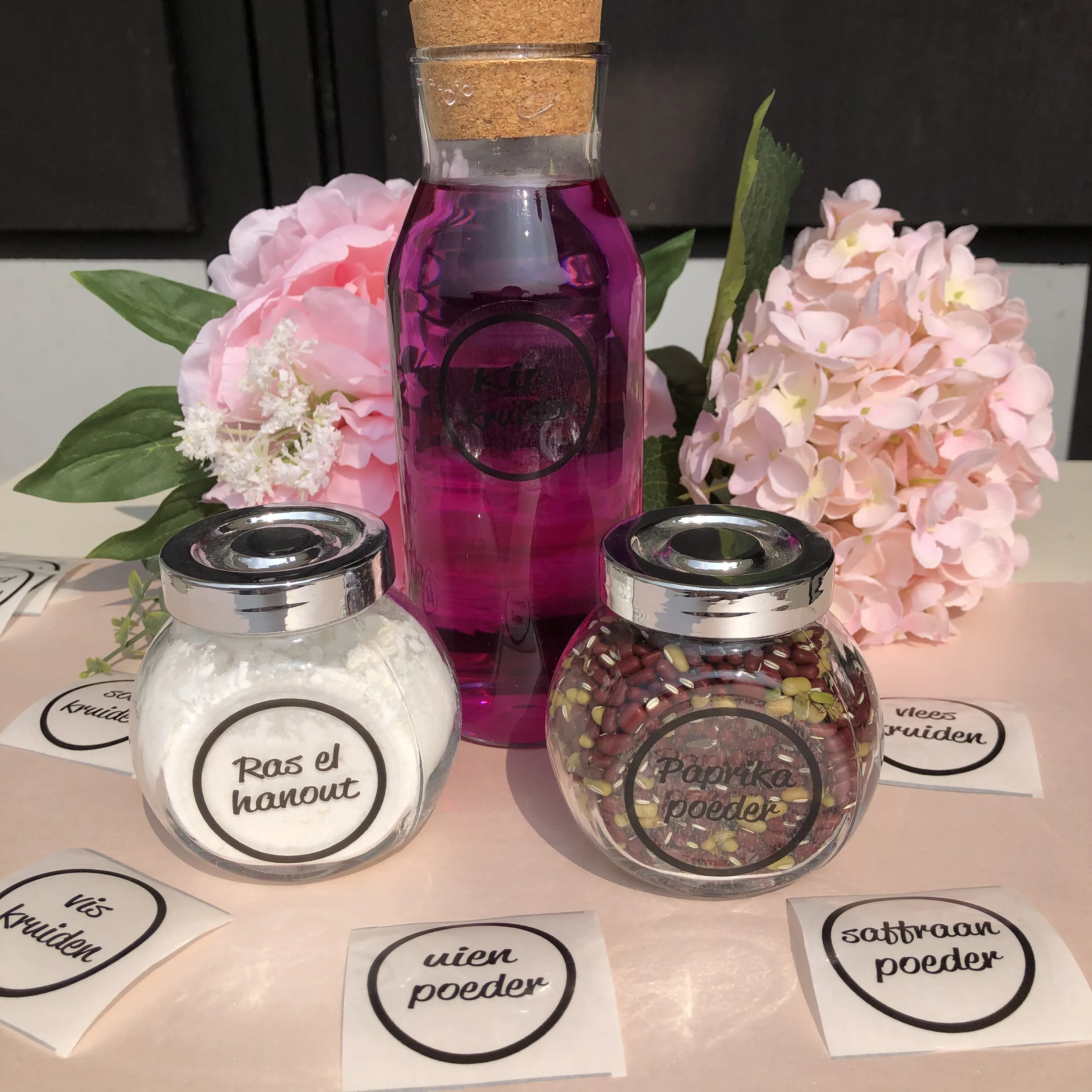 Farmhouse Calligraphy Seasoning Spice Jar Container Labels Personalized Popular Canister Pantry Labels 5cm sticker