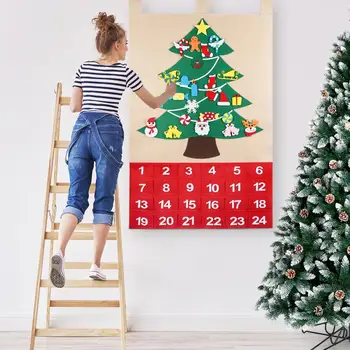 

OurWarm DIY Fabric Felt Advent Calendar with Pocket Christmas Tree Calendar Wall Hanging Christmas New Year Product Decoration