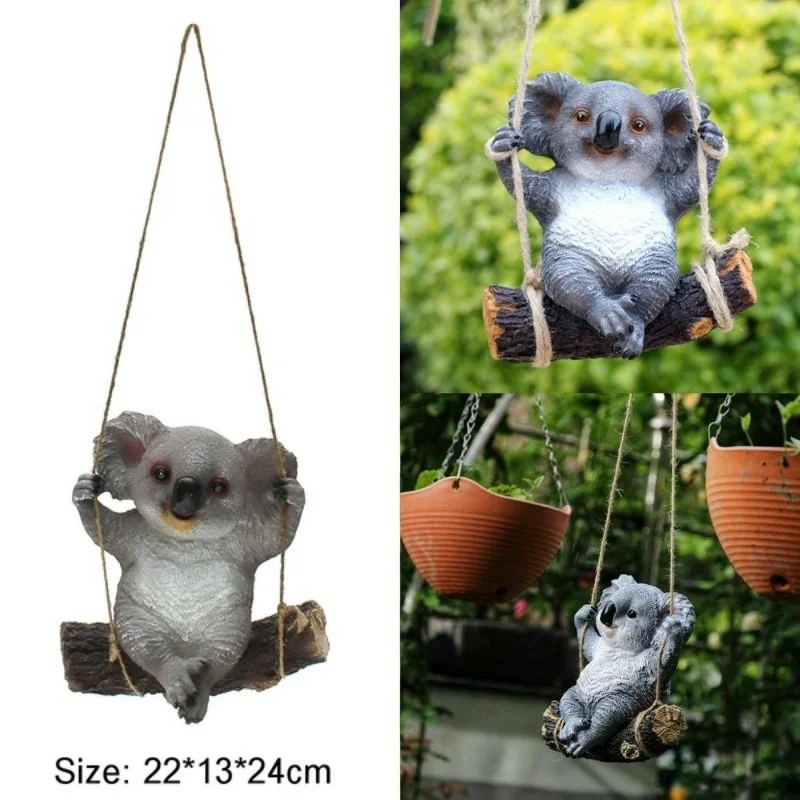 

Lovely Swinging Koala Bear Hanging Statue Outdoor Figurines for Patio Yard Garden Decor