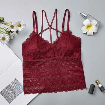 

Women Lace Bralette Crop Top Sexy Chest Padded Tank Tops For Ladies Fitness Underwear Sfot Sexy