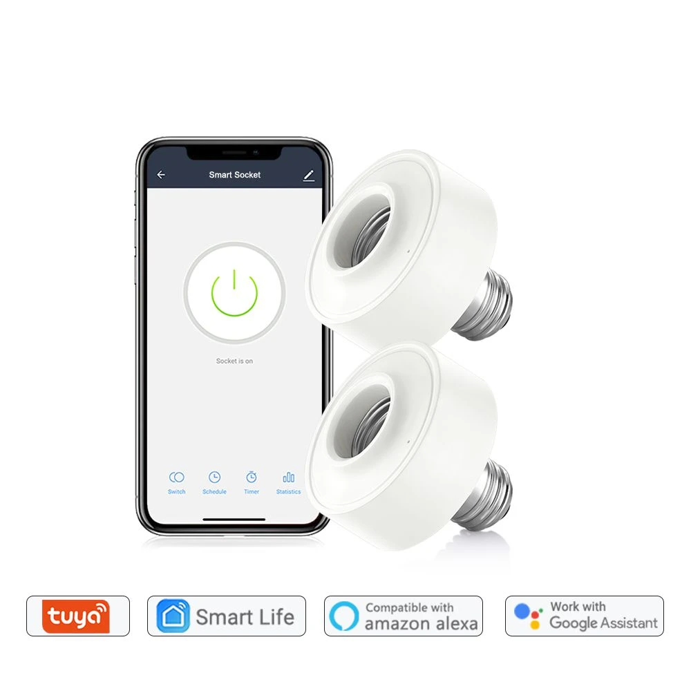 Tuya Smart Life Wifi Light Socket Lamp Holder For E26 E27 Led Bulb Google Home Lighting Accessories Home Garden