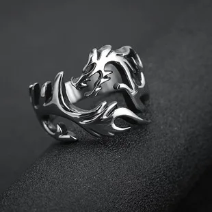 Creative New Style Ethnic-Style Small Animal Wolf Head Men Alloy Ring Cool shi jie