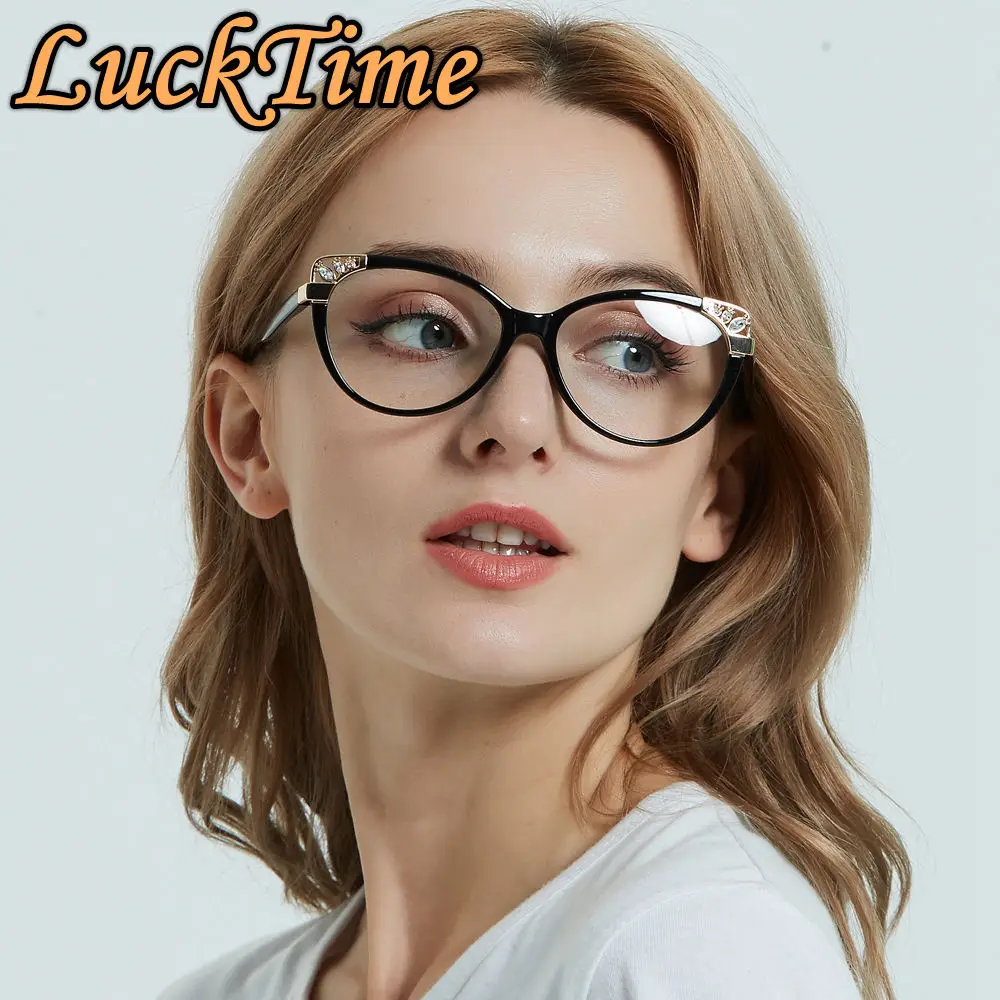 LuckTime модные женские очки с кошачьими ушками, повседневные модные очки для близорукости, Женские оправы для оптических очков#1853