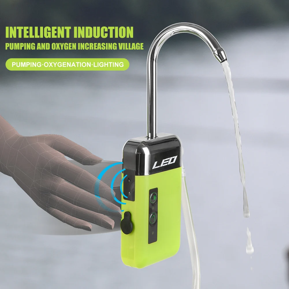USB Charging Fishing Oxygen Pump Intelligent Sensor Portable LED Lighting Compression Resistance Outdoor for LEO | Дом и сад