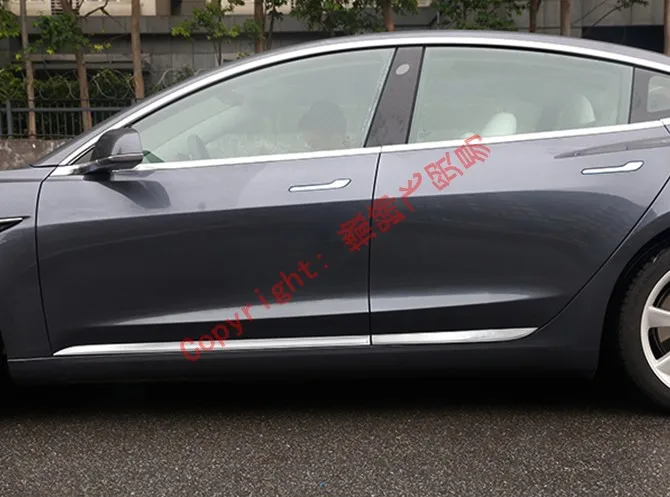ABS Хром украшение автомобиля Боковая дверь линия гарнир тело литье под давлением отделка для Tesla модель 3