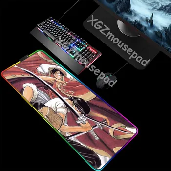 

XGZ Pirate Hunter Zoro Custom Large RGB Mouse Pad Black Lock Edge Anime One Piece Luffy Office Computer Desk Mat Speed Non-slip