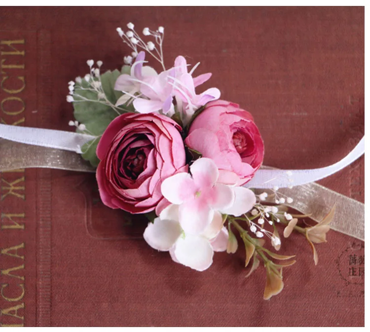 Шелковый Пион розы бутоньерки Свадебные украшения Свадебный корсаж на запястье булавка бутоньерка цветы для гостей подружки невесты