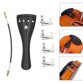 

3/4 4/4 Violin Parts Kit with Ebony Tailpiece + Tail Rope + 4pcs Fine Tuning Stringed Instruments Stringed Instruments