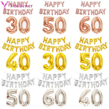

30th 40th 50th 60th Birthday Decoration Happy Birthday Foil Number Ballon Set Birthday Party Decor Adult Photo Booth Accessories