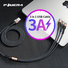 Power4, 3 в 1, USB кабель, быстрая зарядка, зарядное устройство Micro для Lightning, usb type C, универсальные кабели для мобильных телефонов, шнур для iPhone, samsung