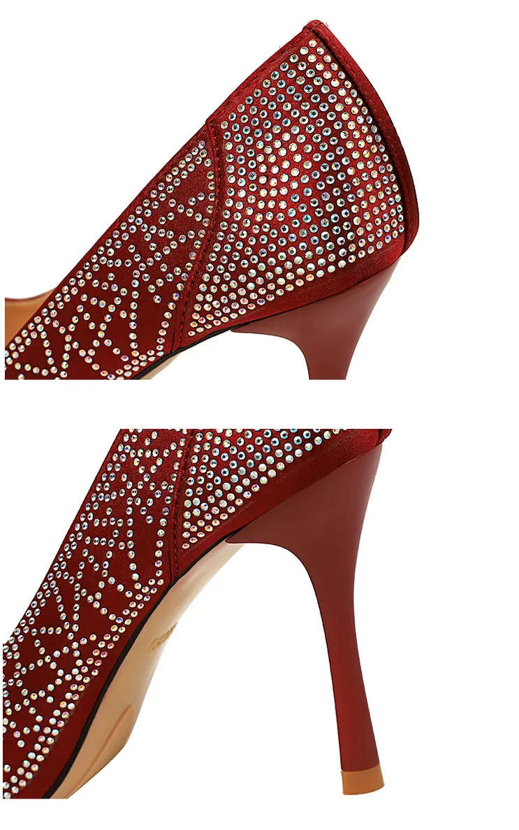 BIGTREE tacones altos mujer; пикантная обувь больших размеров; женские туфли на высоком каблуке со стразами; topuklu ayakkabi bayan; женские туфли-лодочки на шпильке