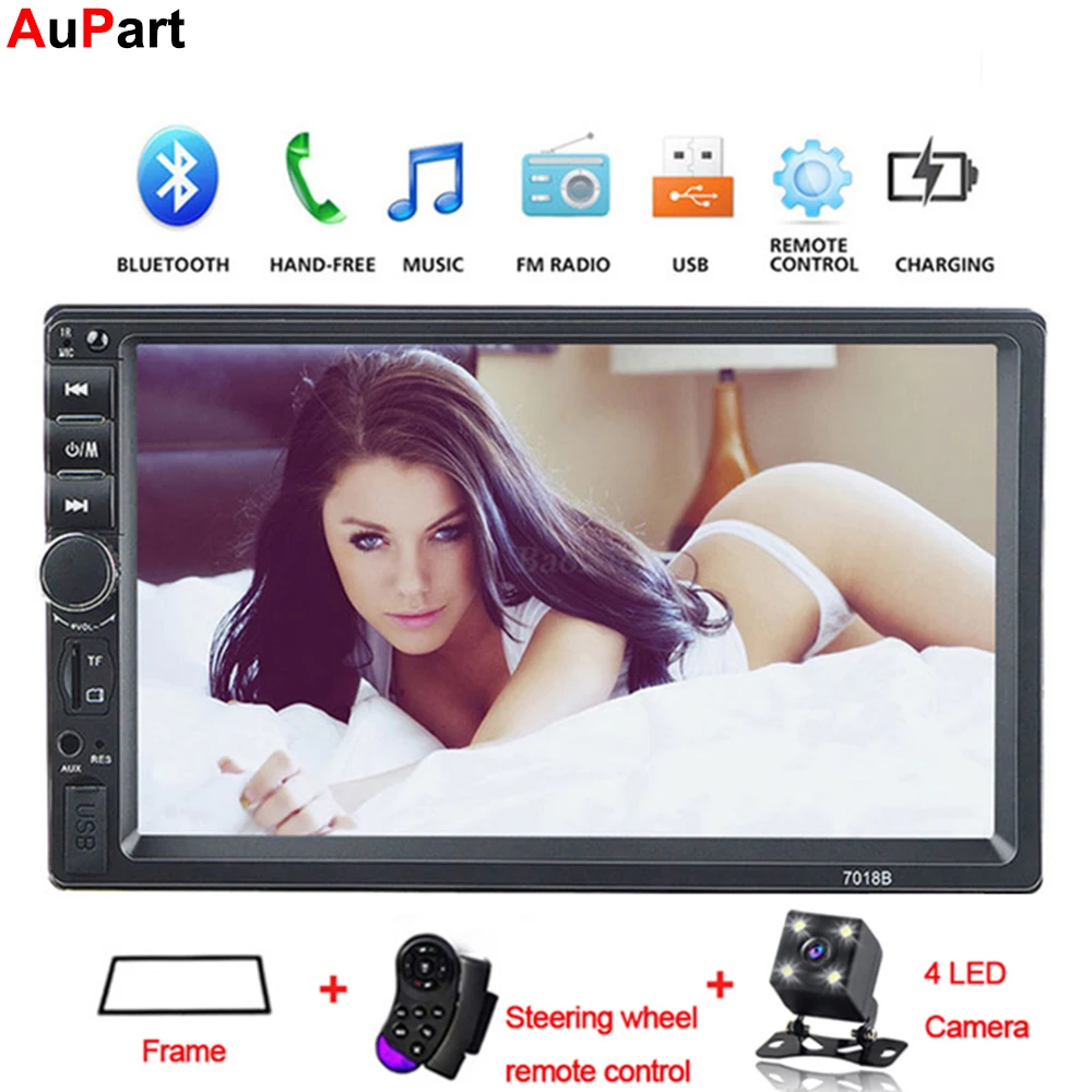 

Aupart Autoradio Central Multimedia 2 Din Car Radio HD 7" Touch Screen Audio Bluetooth AUX TF Rear View Camera MP5 Movie Player