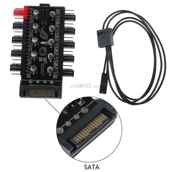 

1to 10 PC Cooling Fan Hub Splitter Cable PWM SATA 4Pin Power Supply Speed Controller Adapter with High quality capacitor