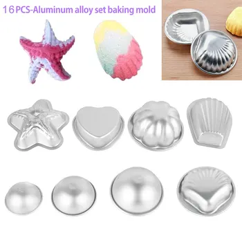 

16pcs/set DIY Aluminium Alloy Molds Shell Shape Bomb Fizzy Craft Cake Half Sphere Candle Mould Metal Bath Accessories