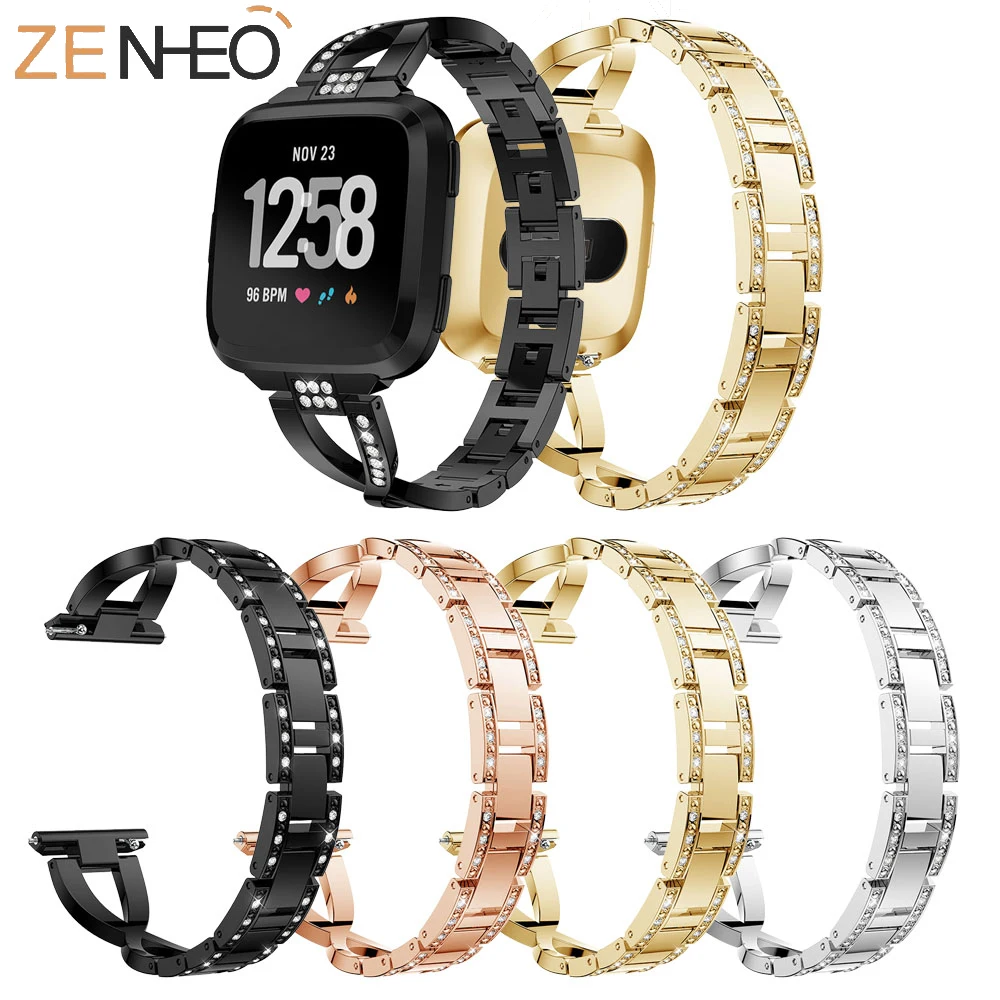 Женский ремешок для Fitbit Versa металлический наручных часов сменный Браслет Bling
