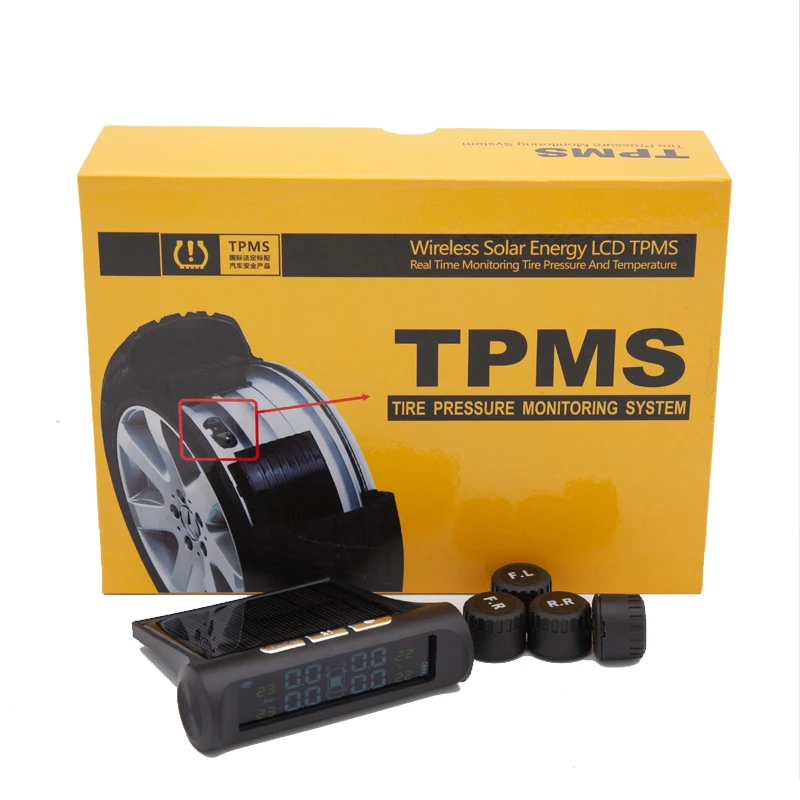 Солнечная автомобильная система контроля давления в шинах TPMS+ 4 внешних датчика цветной дисплей Авто Infineon чип система s автомобиль Универсальный TPMS