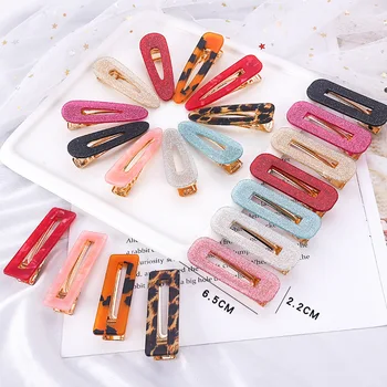 

2020 Fashion Hair Clip For Women Leopard Marble Textured Geometric Duckbill Barrette Hairpin Hair Accessories