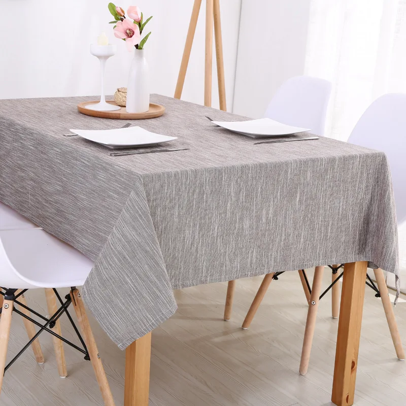 

Pure color desk cloth waterproof linen table cloth fabric plain cotton linen rectangular square coffee table table cloth