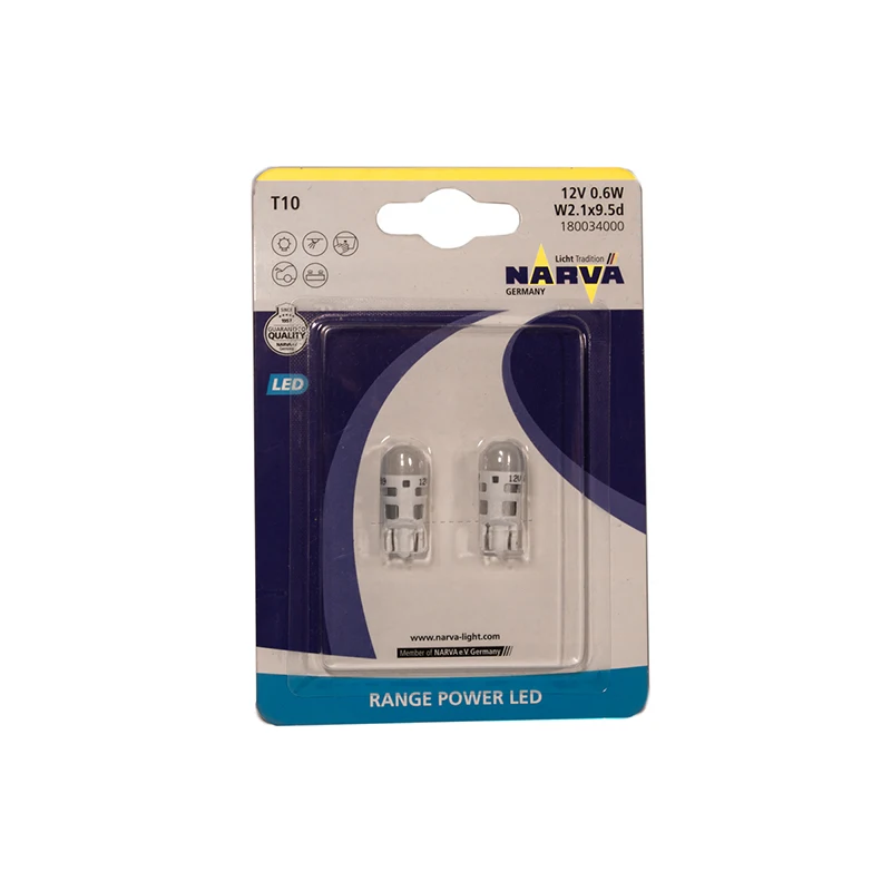 NARVA 18003 для W5W 12V-LED 0,6W(W2,1x9,5d) 6000K Range Power LED(блистер 2шт.) 57963