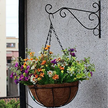 

Black White Wall Hanging Brackets Hooks For Garden Basket Lantern Lawn Light Flower Pots Plant Hanger Gardening Decoration