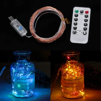 

USB LED String Light Remote Control 5M 10M 50/100LED Fairy String Light Copper Wire for Wedding Christmas Holiday Decor Lamp