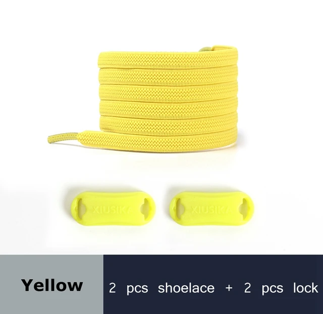 Reticulated Woven Elastic Shoe Laces Flat buckle Lock No Tie Shoelaces Sports Competition Take A Walk Sneakers Lazy Lace yellow
