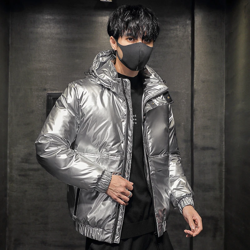 Winter men's down jacket men's coat bright casual fashion heavy jacket student trend young lovers shopping daily warm coat