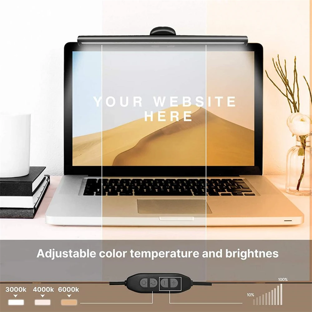 LED Reading Light Clip Dimmable USB For Computer PC Laptop Bar Desktop Table Eye Care Adjustable Bright Neutral White Warm Lamp