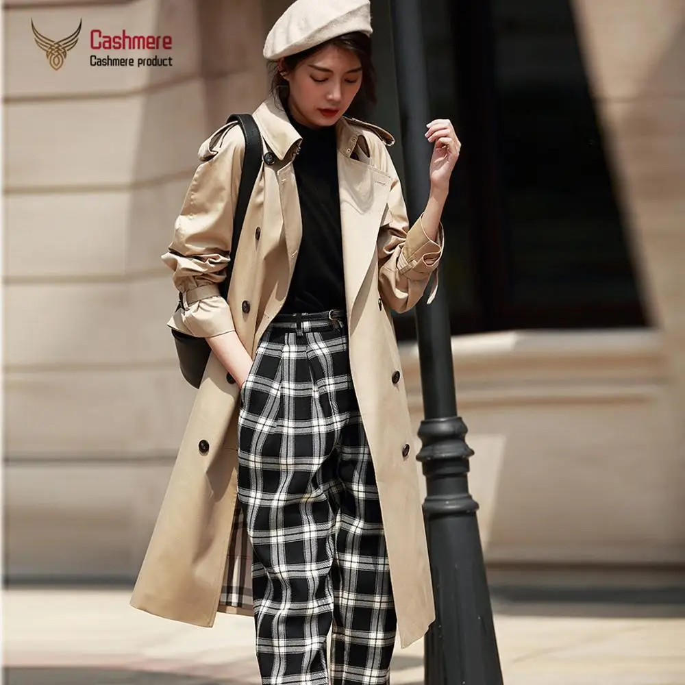 Honey color Женская ветровка, Новинка осени, британский стиль, ветровка, двубортная, тонкая, офисная, ветровка - Цвет: Honey color
