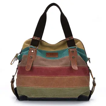 

Canvas Bag Fashion Canvas Shoulder Bag Women Handbags Ladies Hand Bags Tote Rainbow Casual Crossbody Travel Messenger Bag