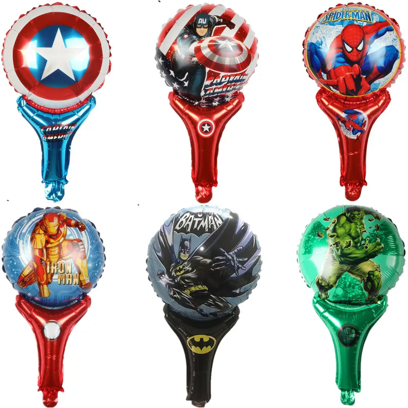 

XXYYZZ 6pcs Super Hero Spiderman Handheld Magic Wand Birthday Cartoon Anime Aluminum Balloon Children's Toy Party Decoration